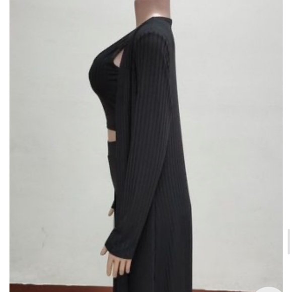 Black 3 Piece Rib Casual Set - Picture 4 of 4